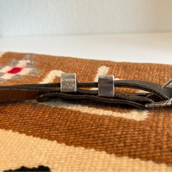 Vintage Sterling Silver Randy Shorty Buckle Set Chacon Distressed Leather Belt main image 7